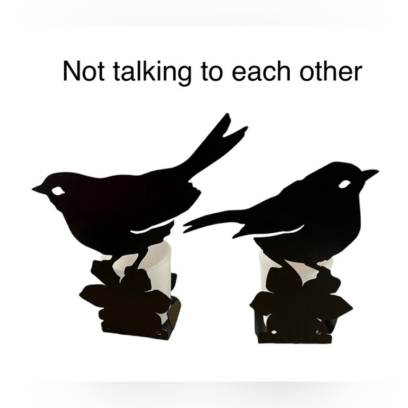 Pair of Bird & Flower Votive Black Metal Cutout Candle Holder Enthuse Design EUC - Picture 2 of 6